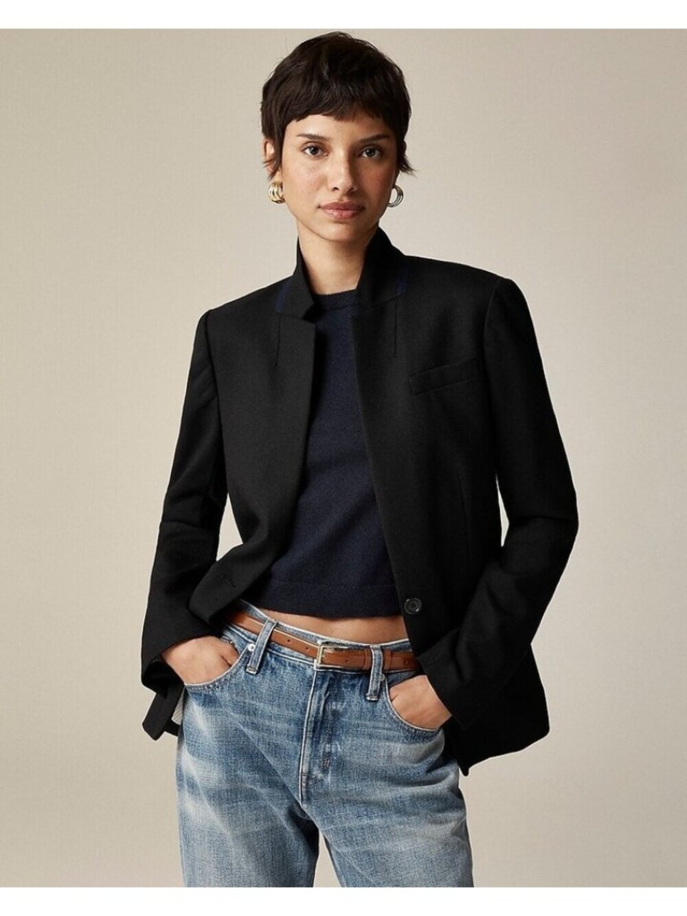 NWT J.Crew Regent Blazer in Black Wool Flannel Single Button Jacket 4 $198